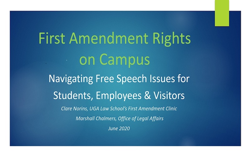 Screenshot of the First Amendment Rights on Campus powerpoint.